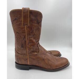 Justin 10” Roper Boots Marbled Chestnut 3163 Size 8.5 D Western Cowboy Deerlite